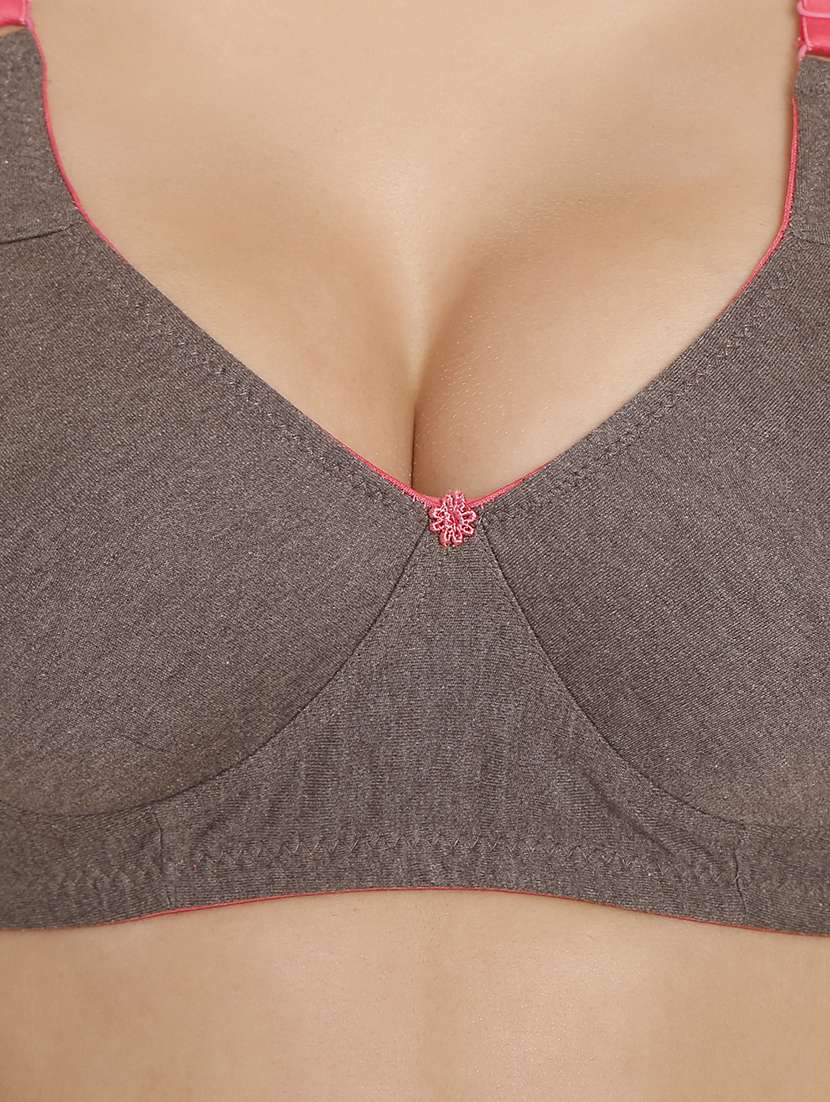 women grey cotton blend t-shirt bra - 21638919 -  Standard Image - 4