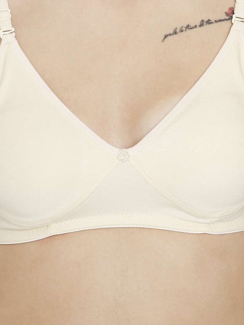 women beige cotton blend t-shirt bra - 21638921 -  Standard Image - 4
