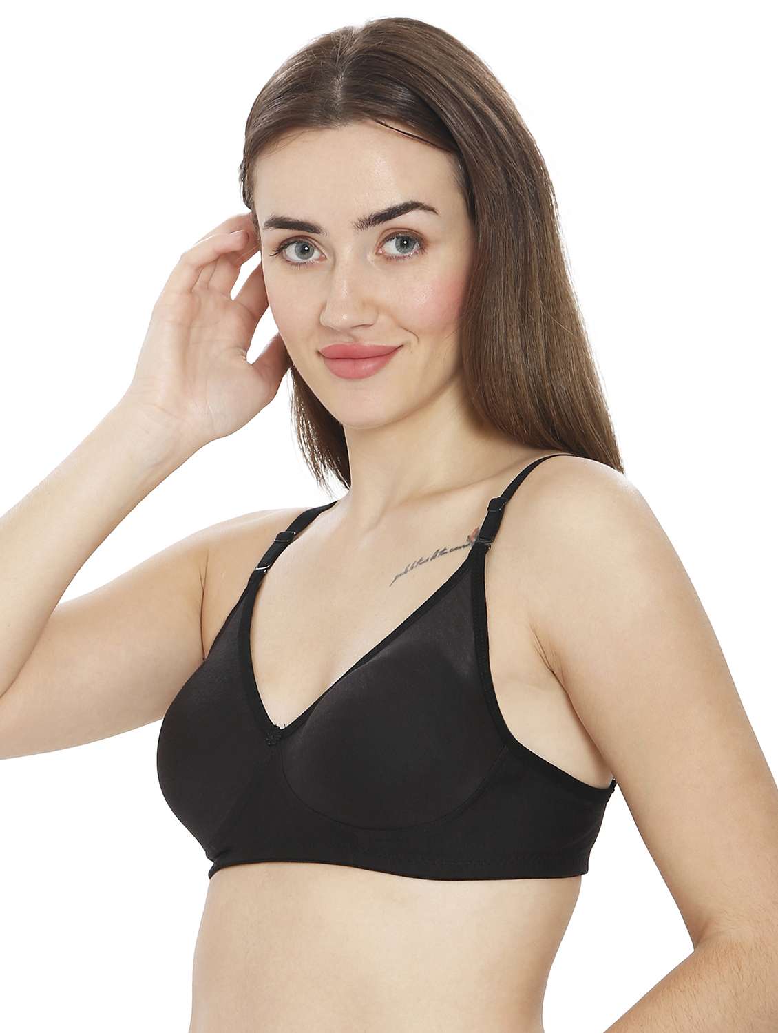 women black cotton blend t-shirt bra - 21638922 -  Standard Image - 1
