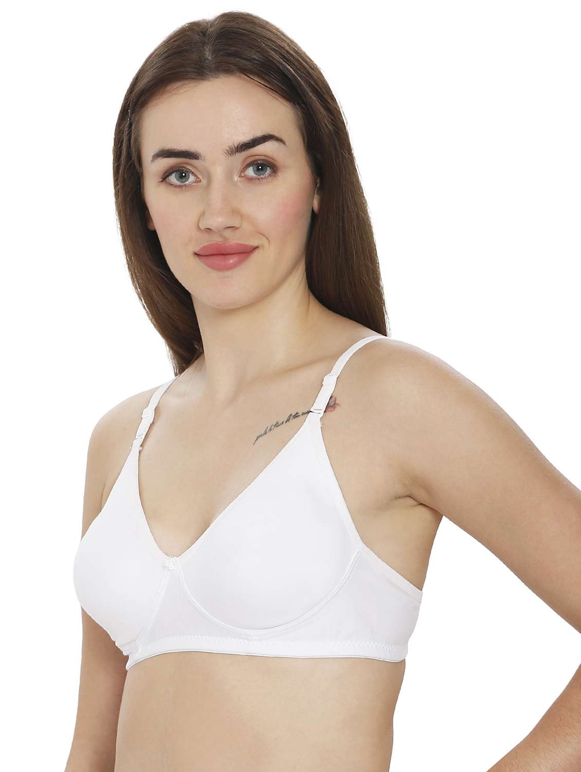 women white cotton blend t-shirt bra - 21638925 -  Standard Image - 1