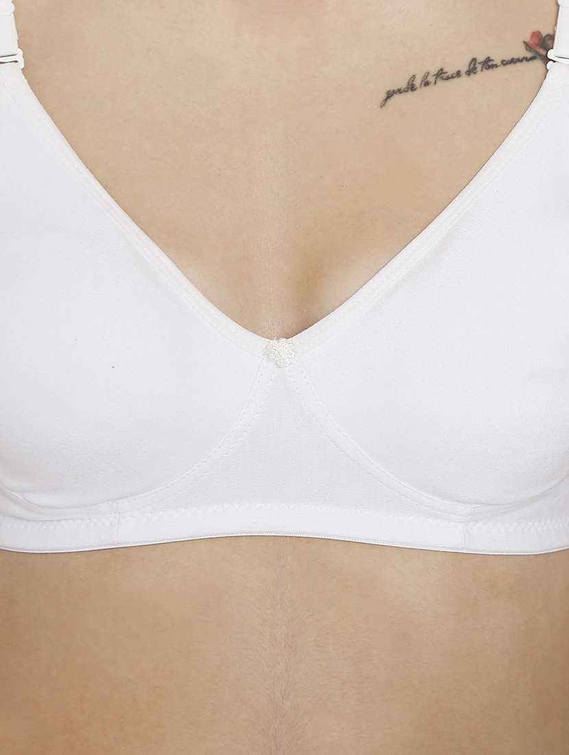 women white cotton blend t-shirt bra - 21638925 -  Standard Image - 4