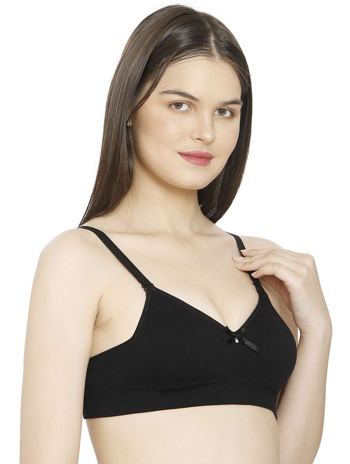 women black cotton blend t-shirt bra - 21638926 -  Standard Image - 1