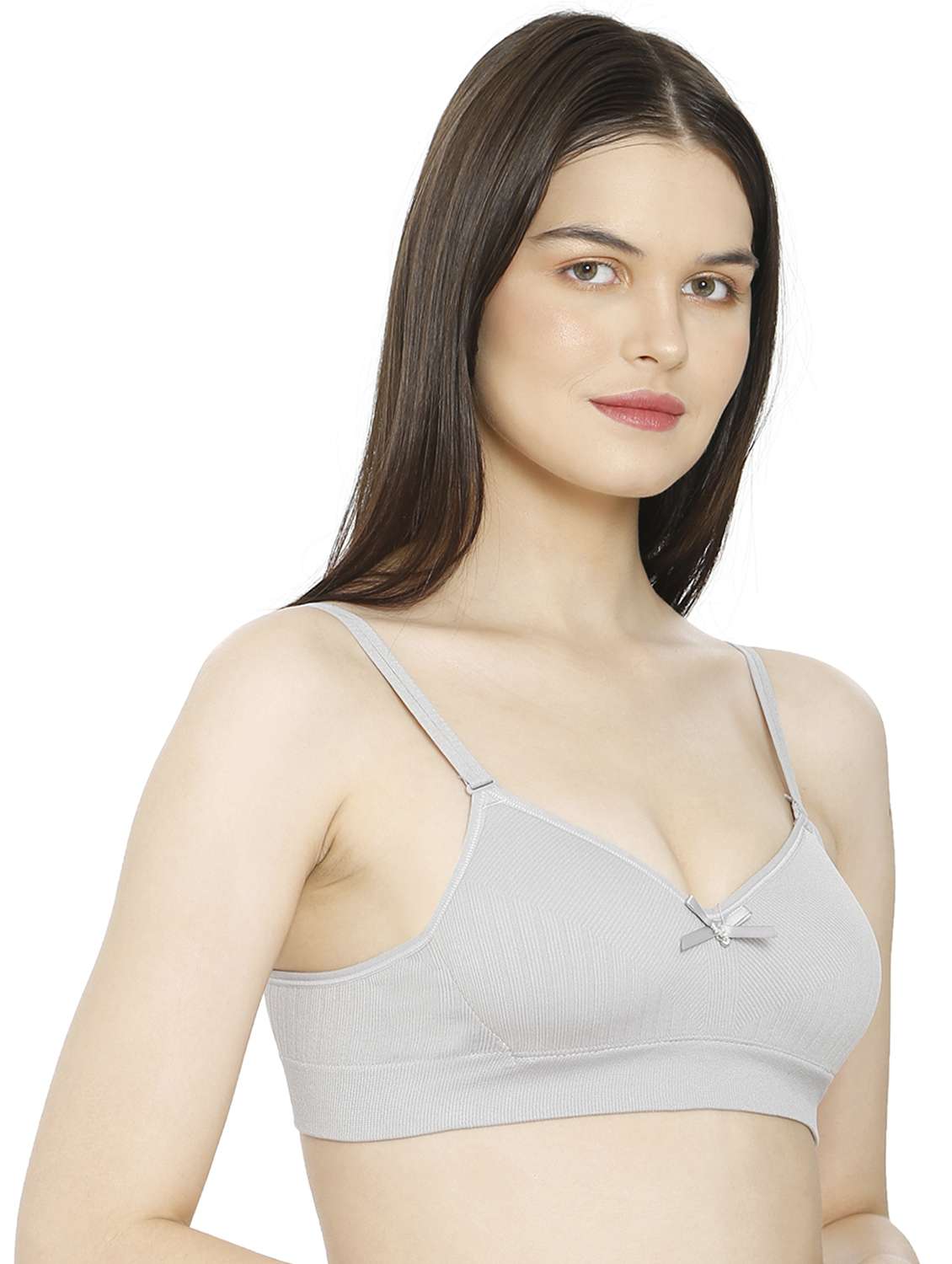 women grey cotton blend t-shirt bra - 21638928 -  Standard Image - 1