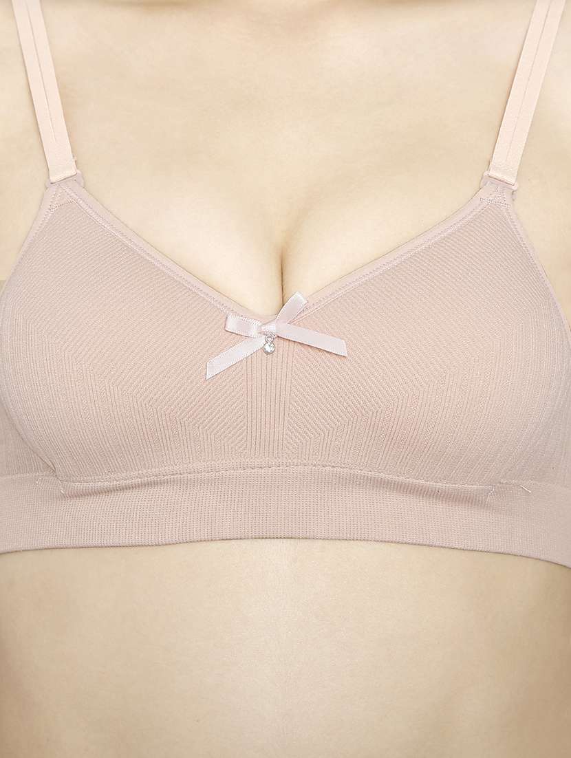 women pink cotton blend t-shirt bra - 21638930 -  Standard Image - 4