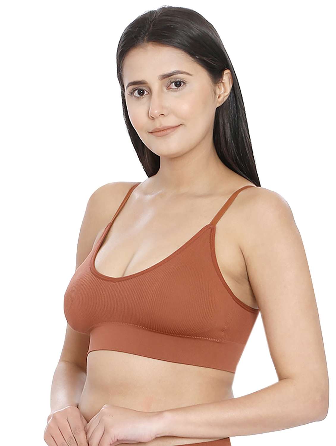 women brown polyamide sports bra - 21638933 -  Standard Image - 1