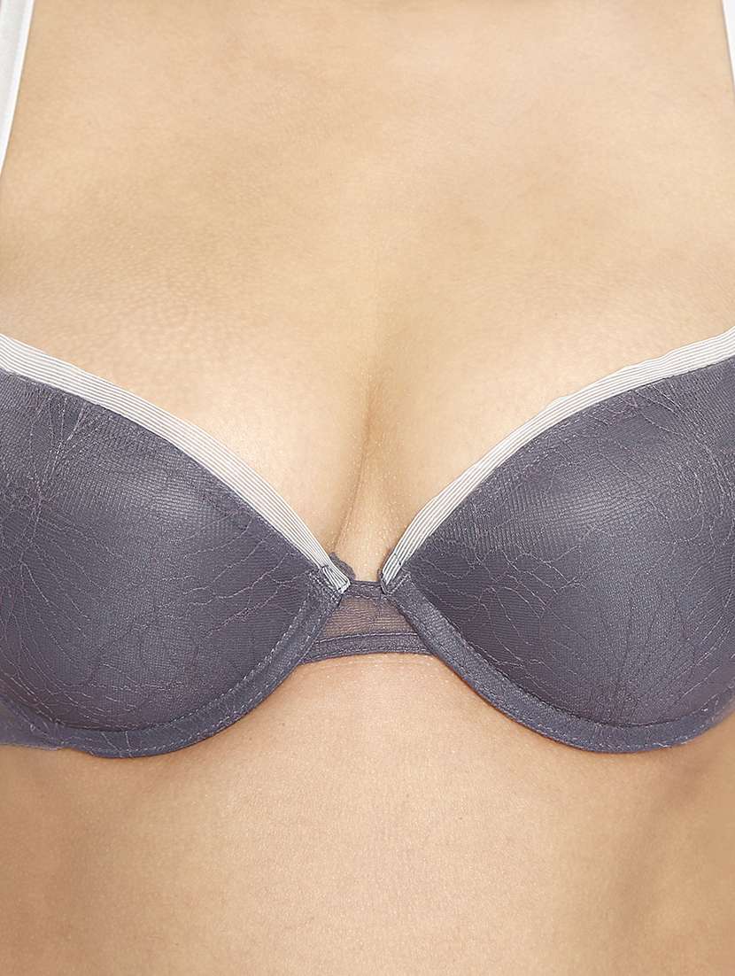 women grey elastane push up bra - 21638934 -  Standard Image - 4