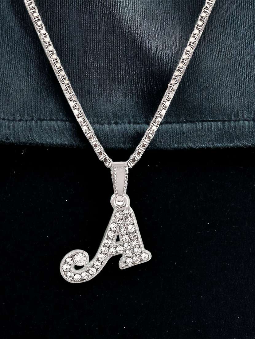 men personalized letter pendant with chain - 21638956 -  Standard Image - 1