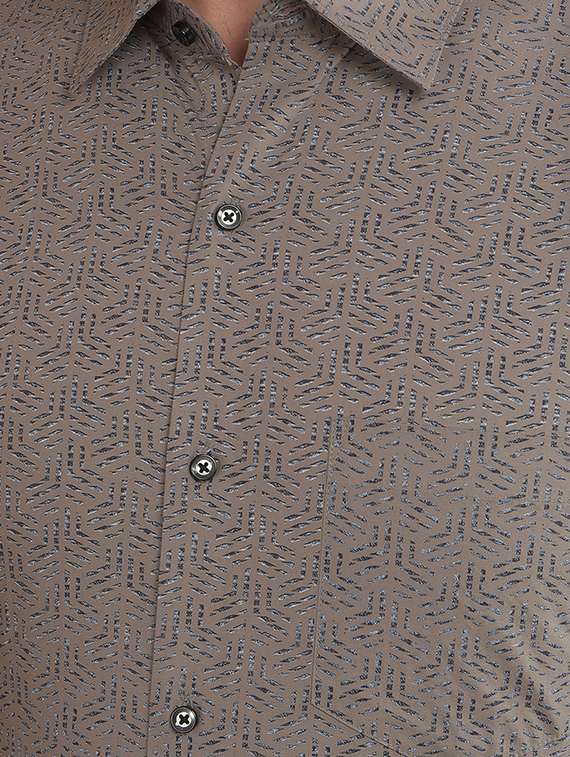 men slim fit printed long sleeve formal shirt - 21639037 -  Standard Image - 6