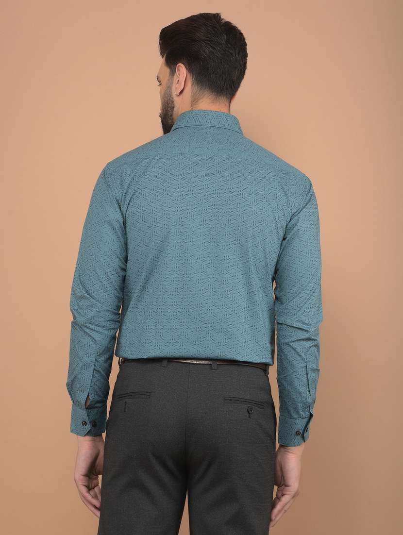 men slim fit printed long sleeve formal shirt - 21639038 -  Standard Image - 4