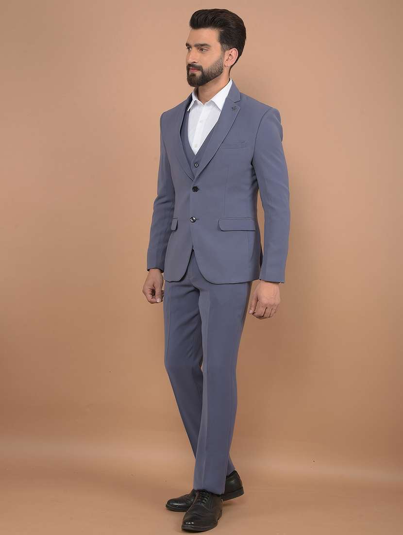 men solid 3-piece formal suit - 21639049 -  Standard Image - 1