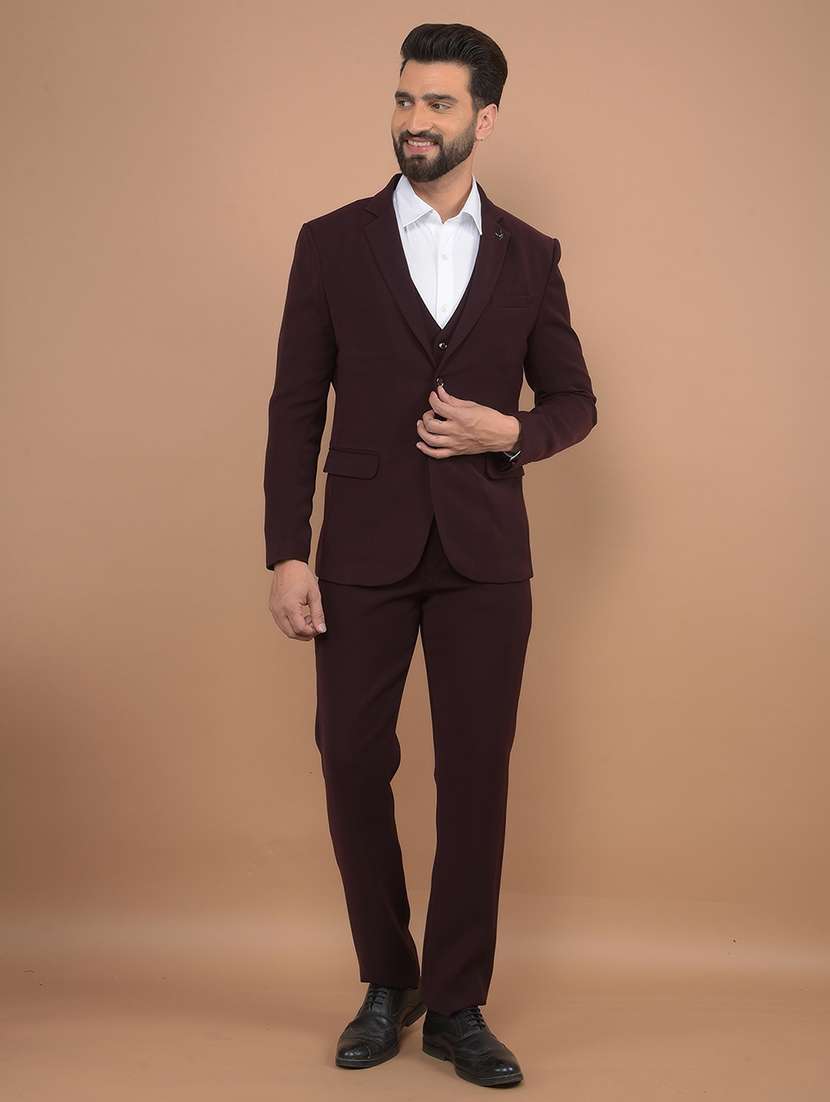 men solid 3-piece formal suit