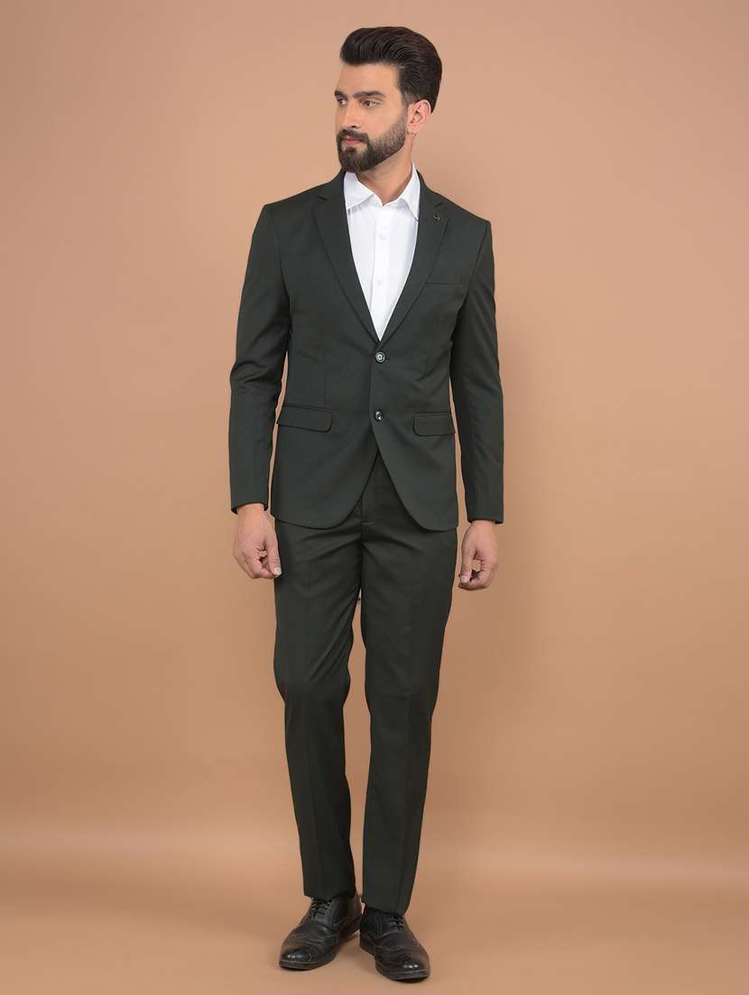 men solid 2-piece formal suit