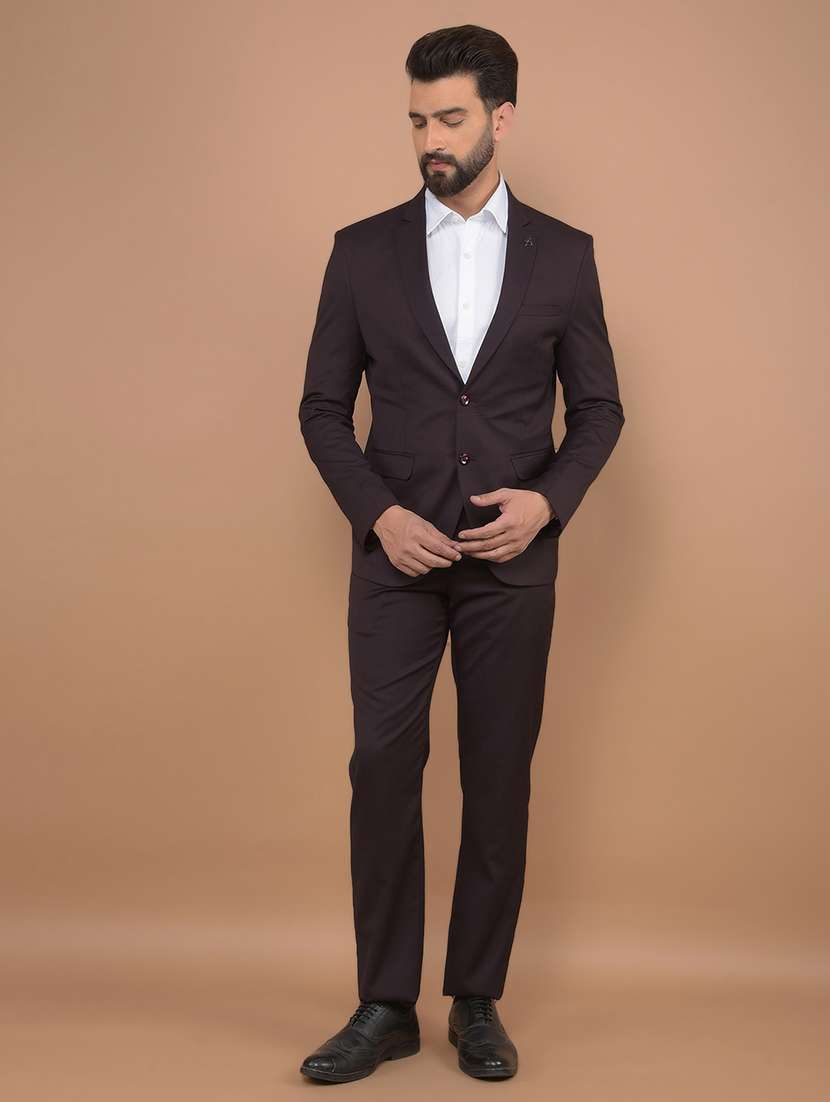 men solid 2-piece formal suit