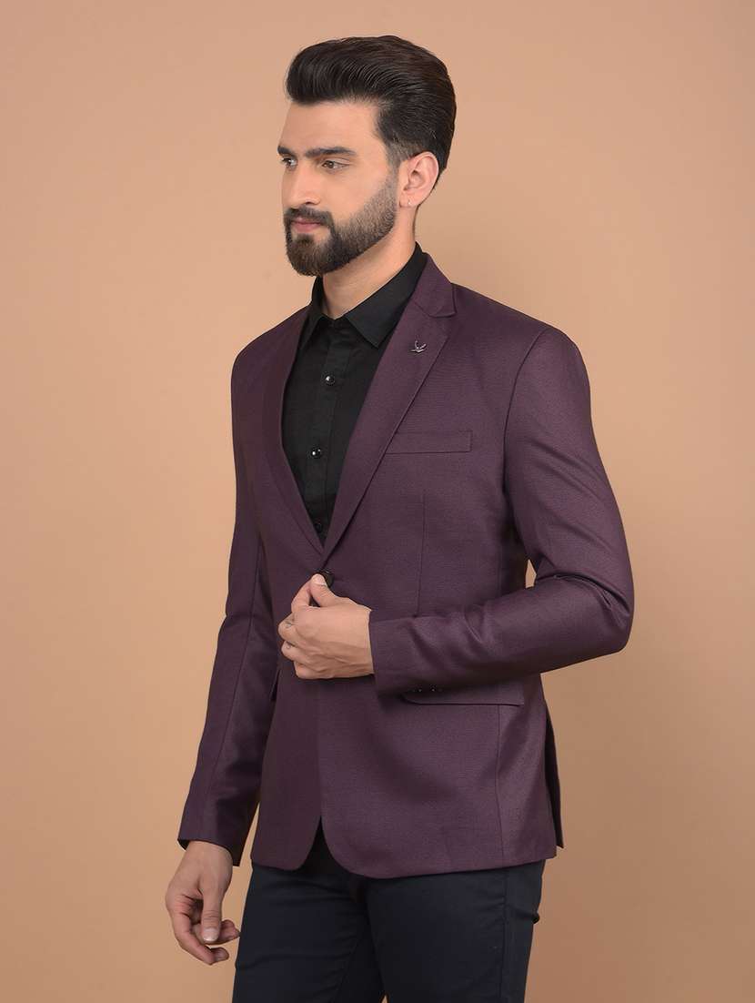 men maroon single breasted casual blazer - 21639066 -  Standard Image - 1