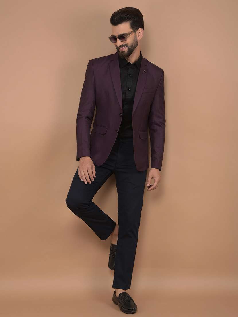 men maroon single breasted casual blazer - 21639066 - Standard Image - 4