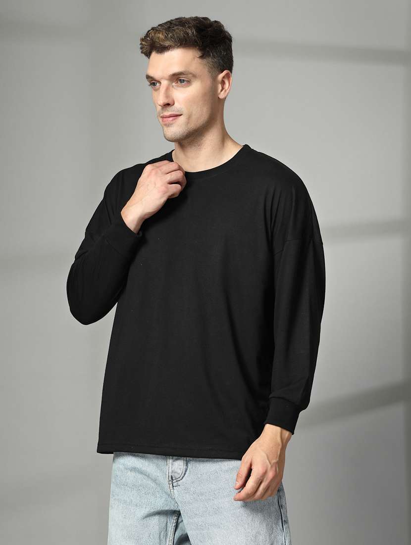 men plain long sleeve oversized t-shirt - 21639082 -  Standard Image - 1