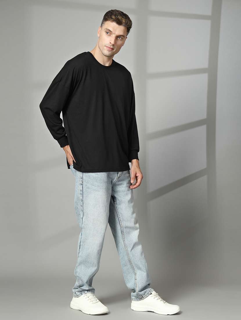 men plain long sleeve oversized t-shirt - 21639082 -  Standard Image - 4