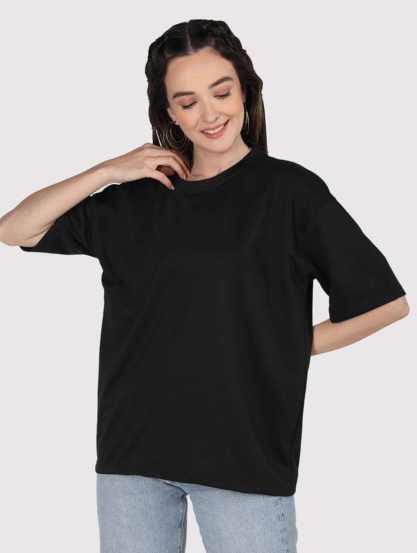women plain short sleeves oversized t-shirt