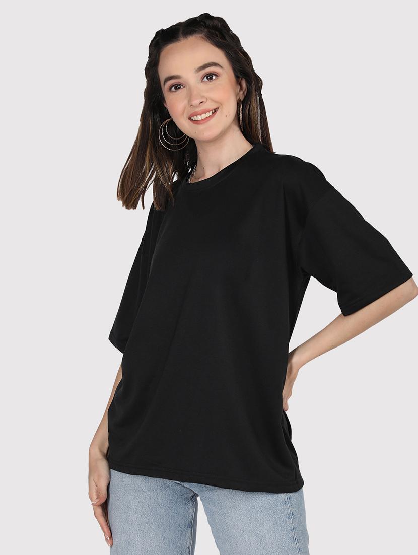 women plain short sleeves oversized t-shirt - 21639095 -  Standard Image - 1