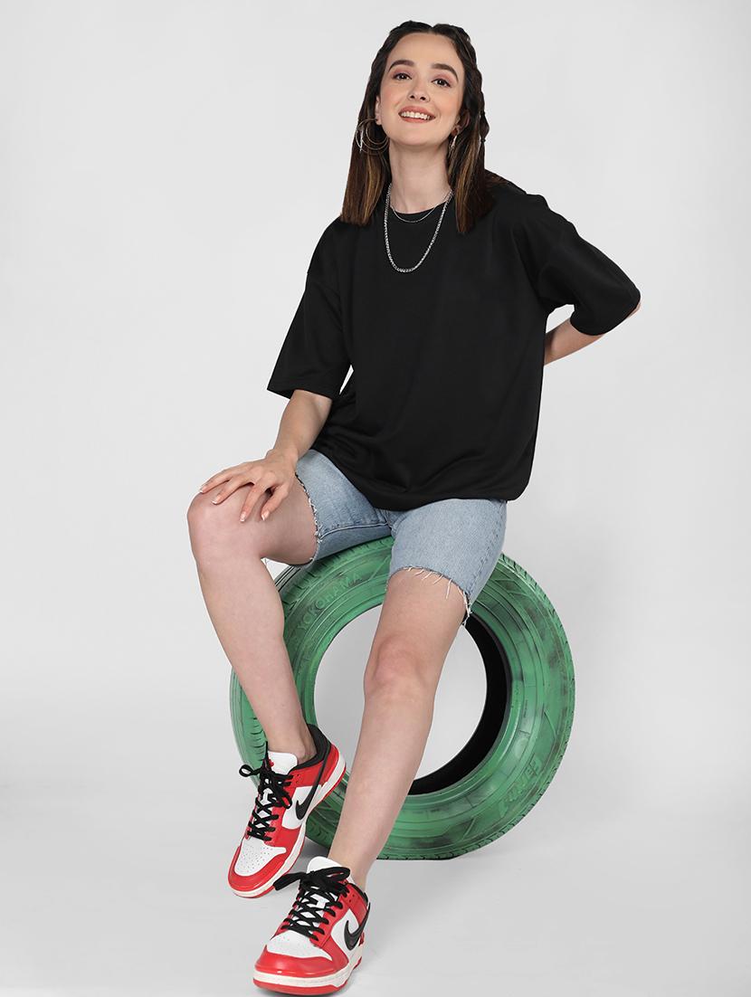 women plain short sleeves oversized t-shirt - 21639095 - Standard Image - 4
