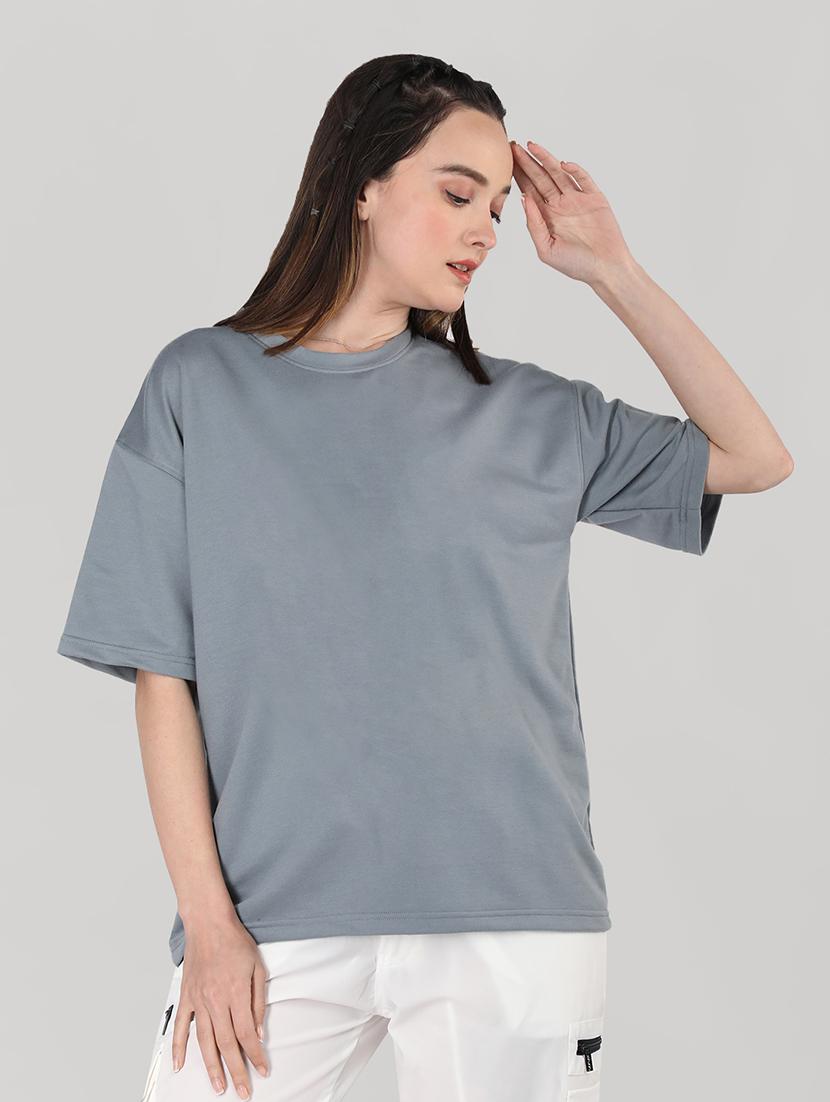 women plain short sleeves oversized t-shirt - 21639097 -  Standard Image - 1