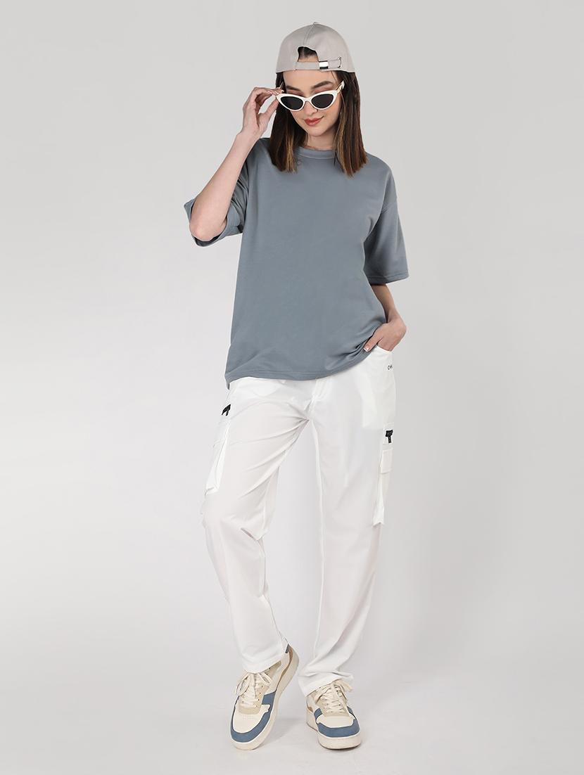 women plain short sleeves oversized t-shirt - 21639097 - Standard Image - 4