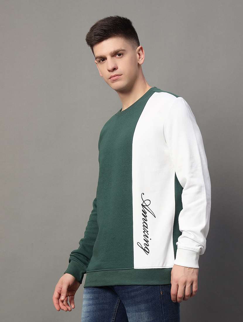 men long sleeves color block sweatshirt