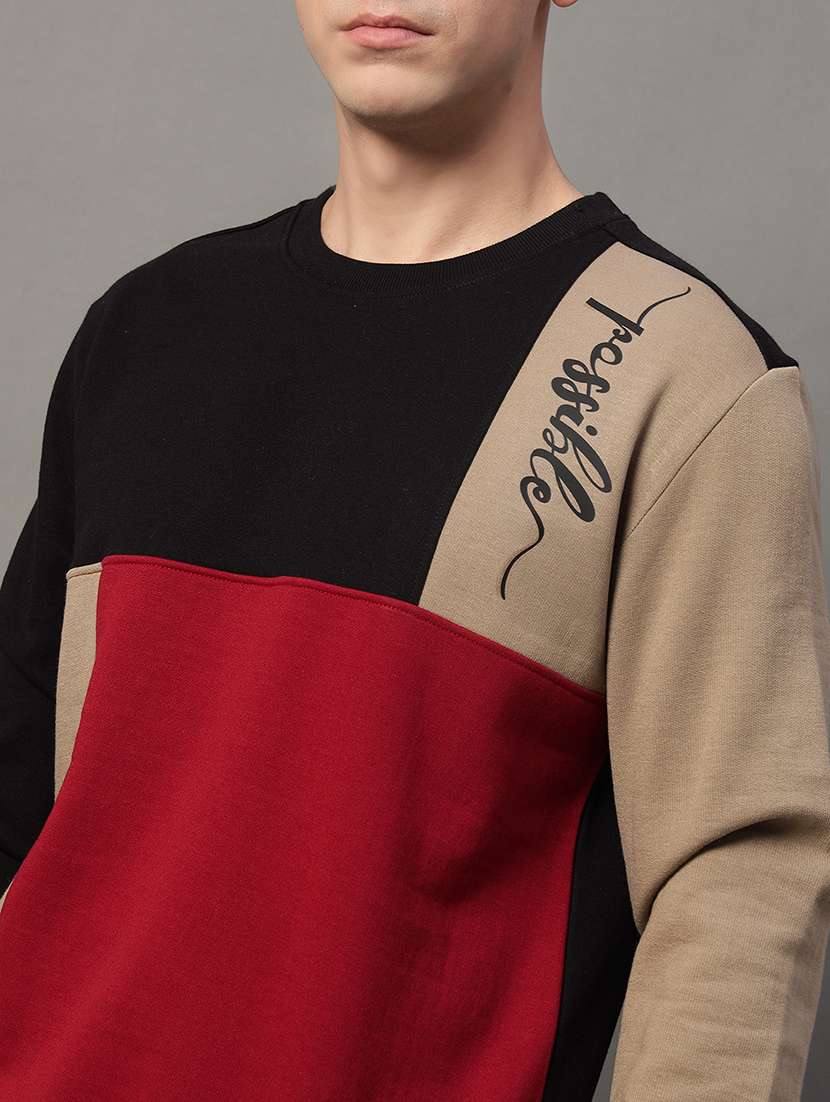 men long sleeves color block sweatshirt - 21639210 -  Standard Image - 4