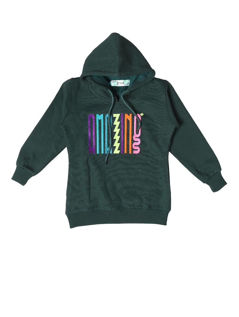 girls typographic long sleeve hooded sweatshirt - 21639243 - Standard Image - 1
