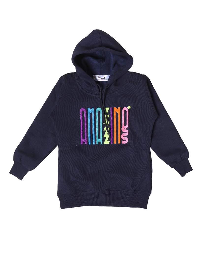 girls typographic long sleeve hooded sweatshirt - 21639245 -  Standard Image - 1