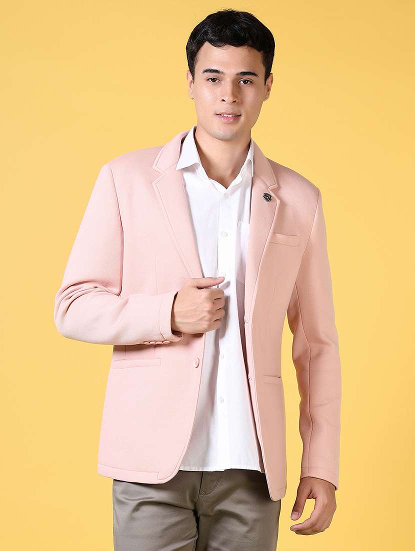men solid single breasted casual blazer