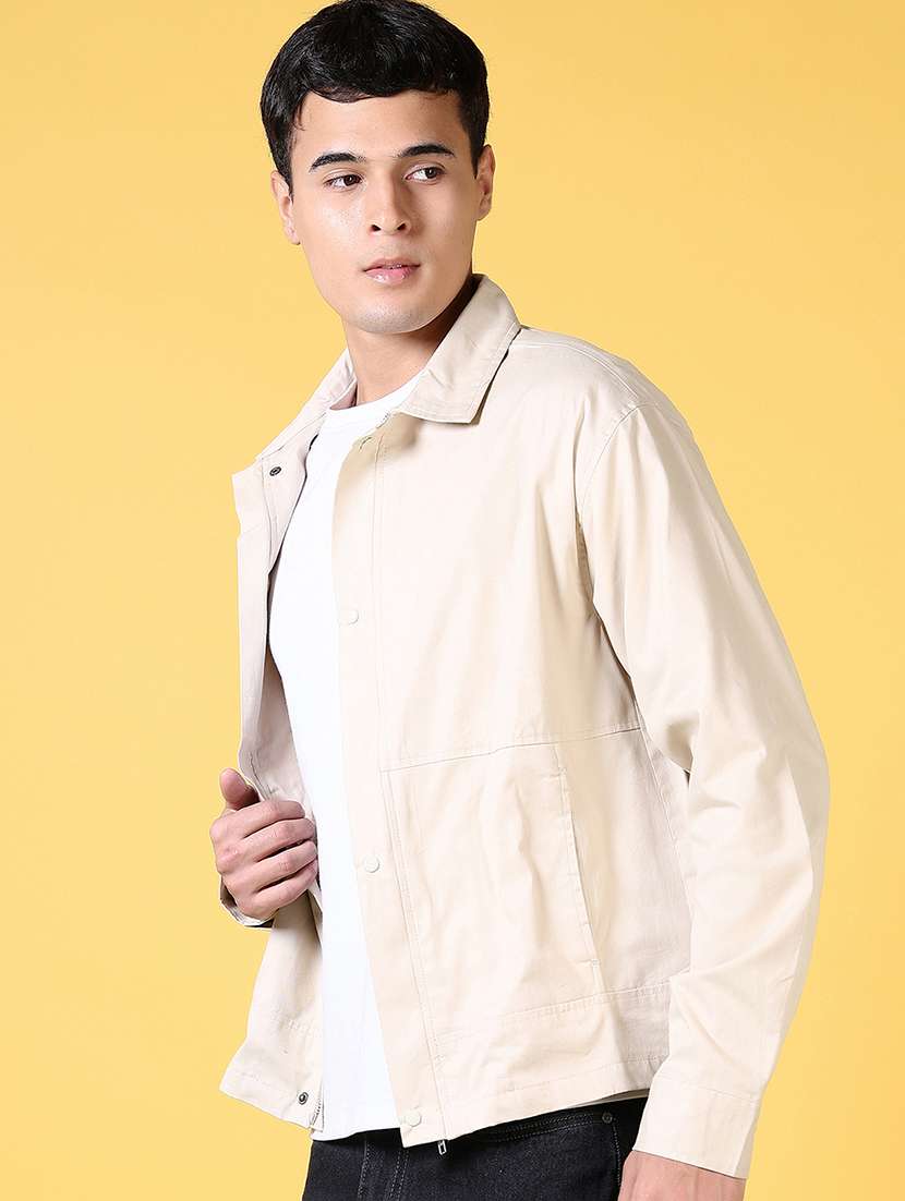 men long sleeves solid shacket - 21639263 -  Standard Image - 1