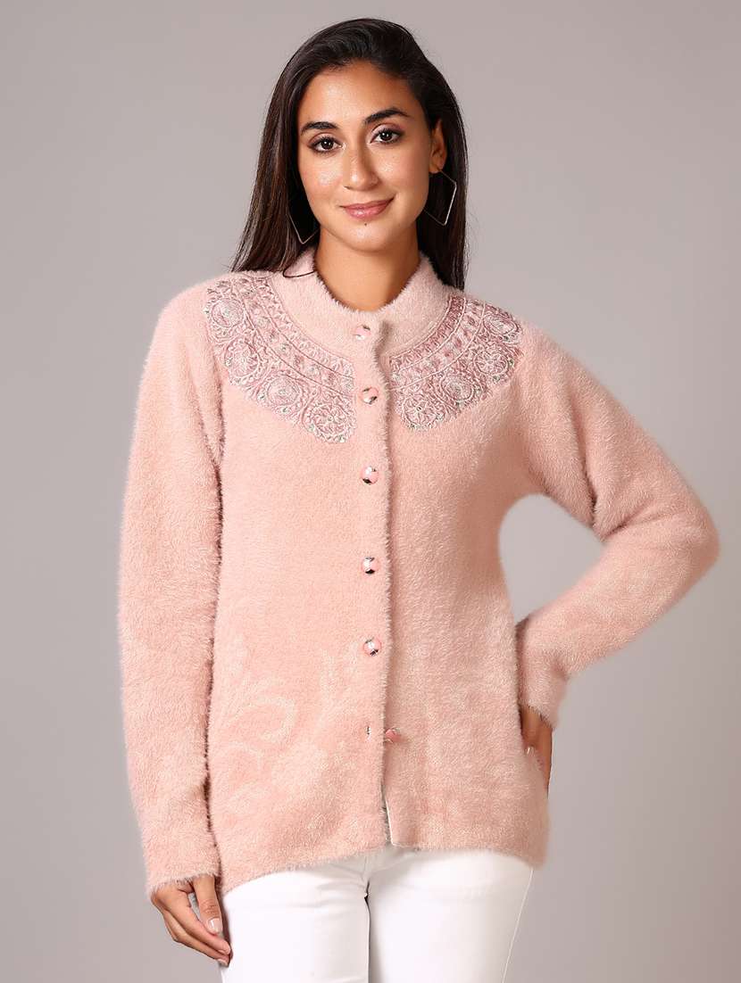 women self designed long sleeves cardigan