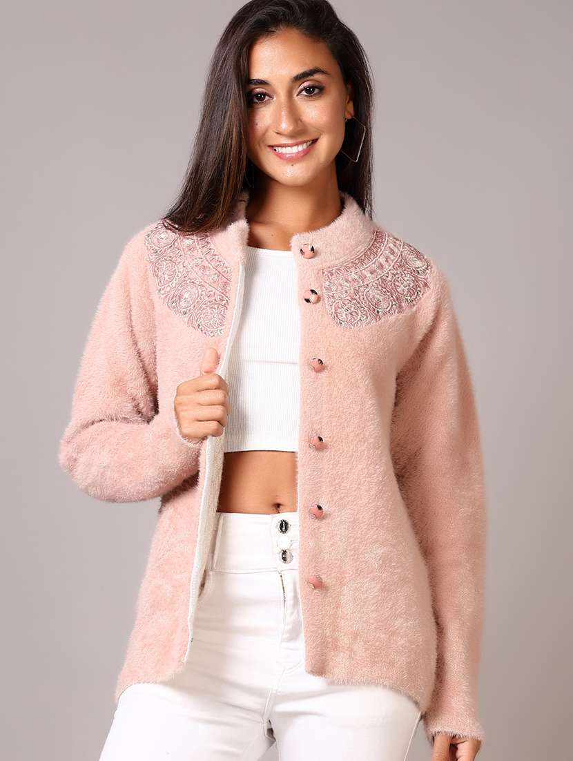 women self design long sleeve cardigan - 21639307 -  Standard Image - 1