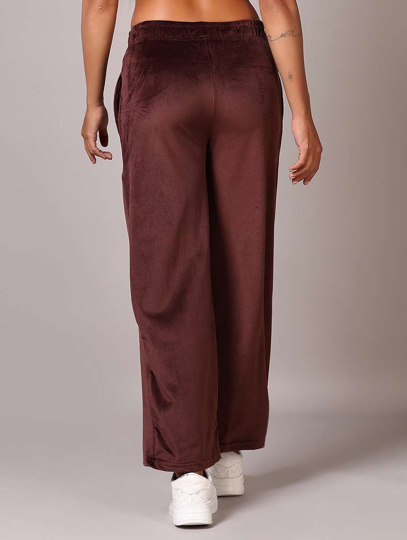 women  brown solid  mid rise straight trouser - 21639466 -  Standard Image - 1