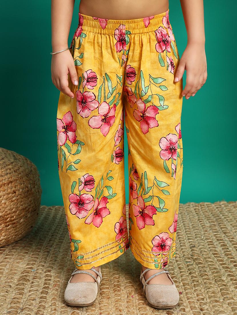 girls florals printed kurta palazzo set - 21639737 - Standard Image - 4