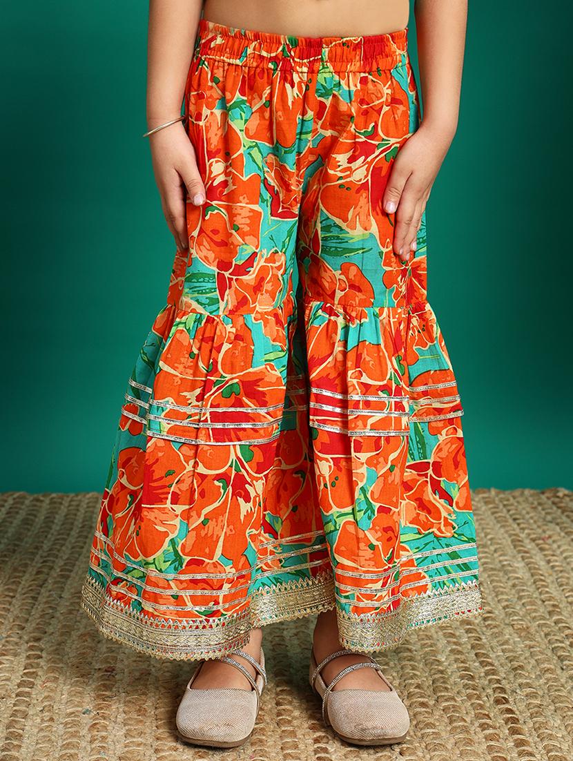 girls florals printed kurta sharara set - 21639740 - Standard Image - 4