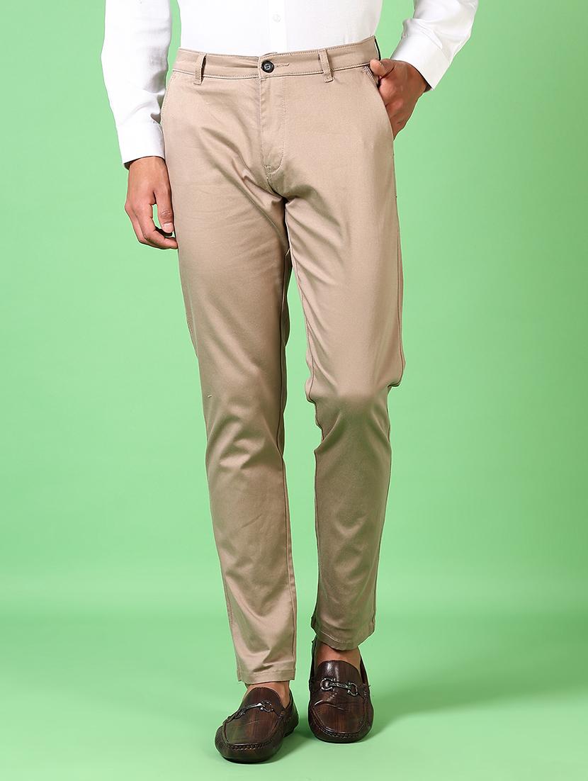 men mid rise solid chinos