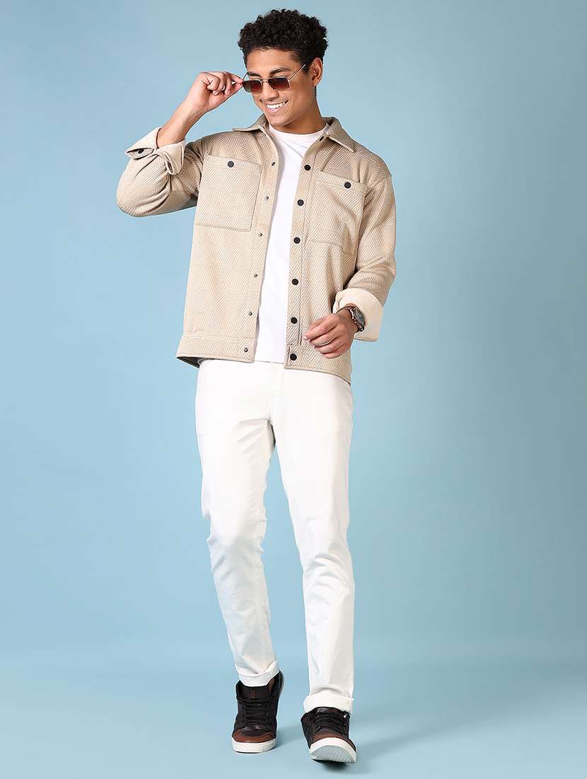 men long sleeves self design shacket - 21639828 -  Standard Image - 4