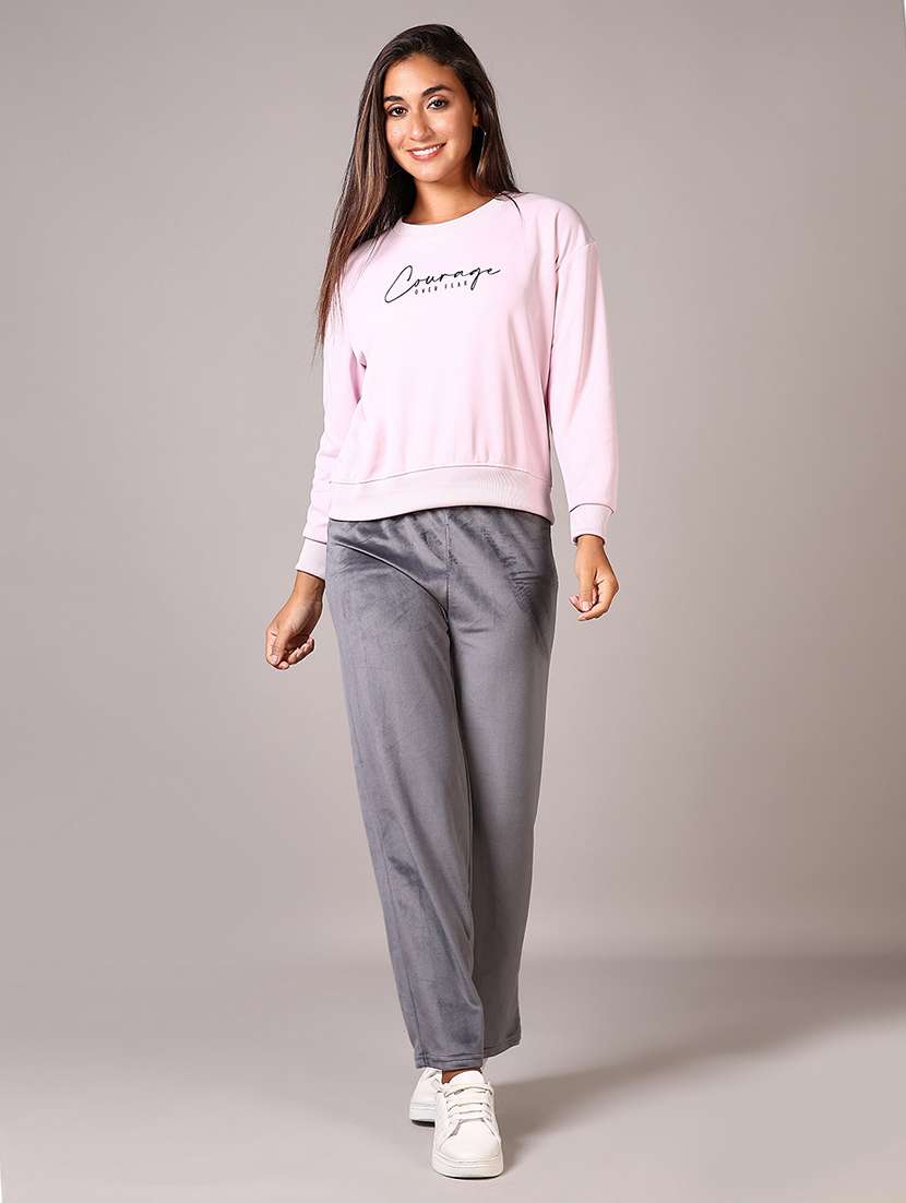 women grey solid mid rise straight trouser - 21639844 - Standard Image - 4