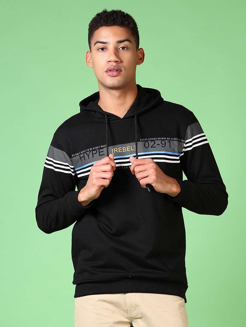 men long sleeves chest print sweatshirt