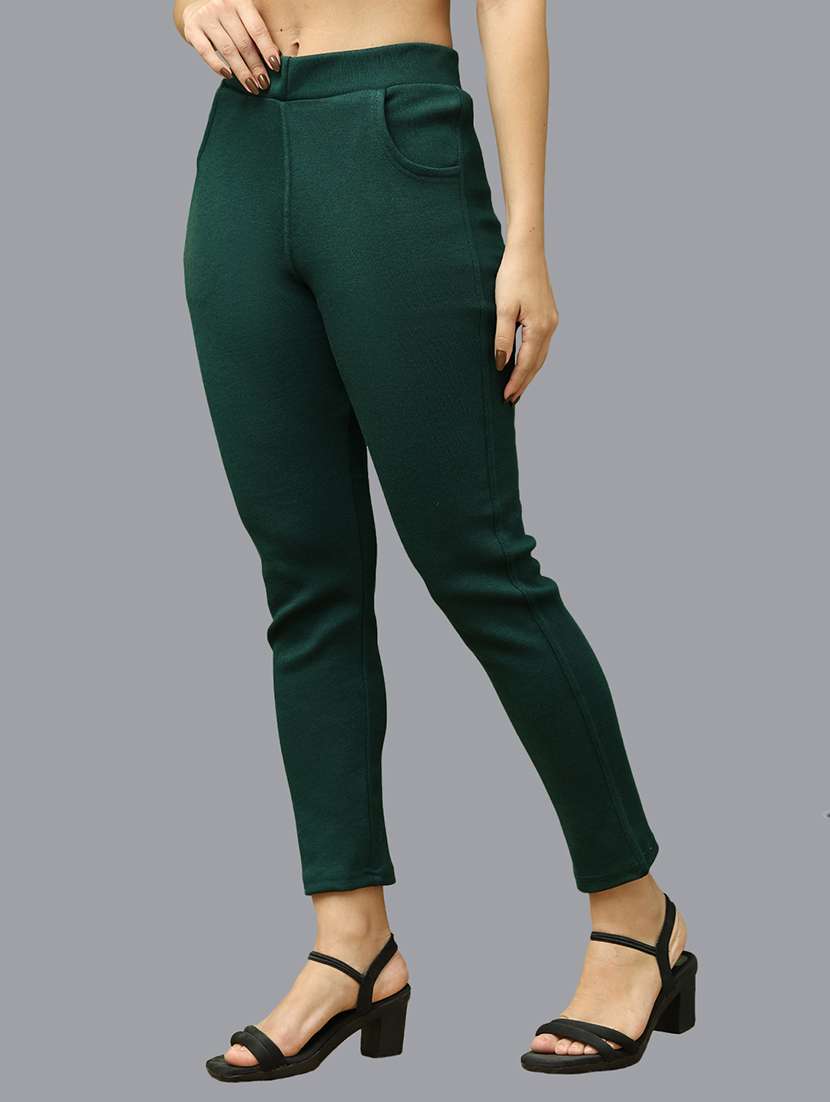 women pack of 2 plain woolen pants - 21639944 -  Standard Image - 1