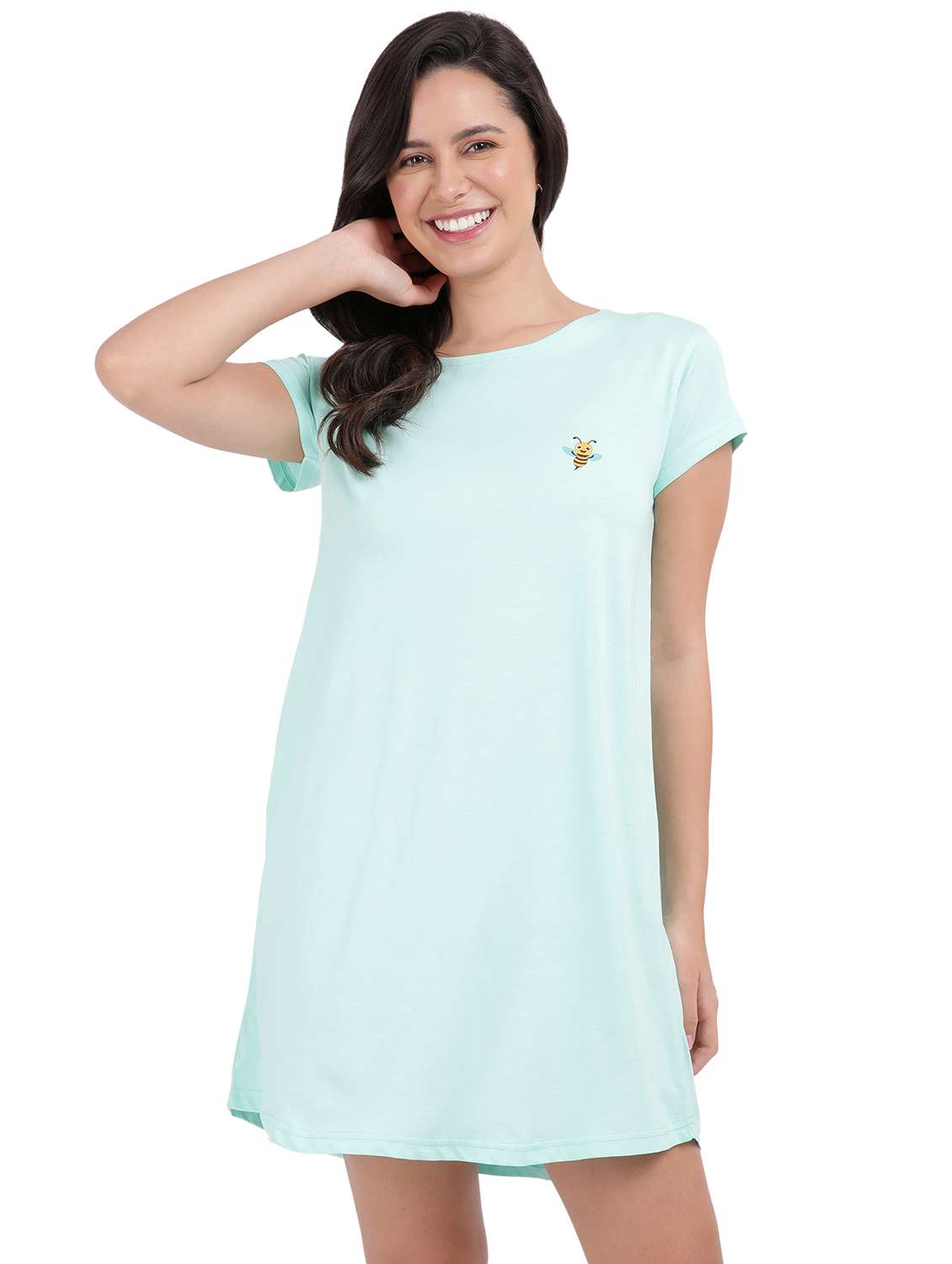 women solid short sleeve sleepshirt
