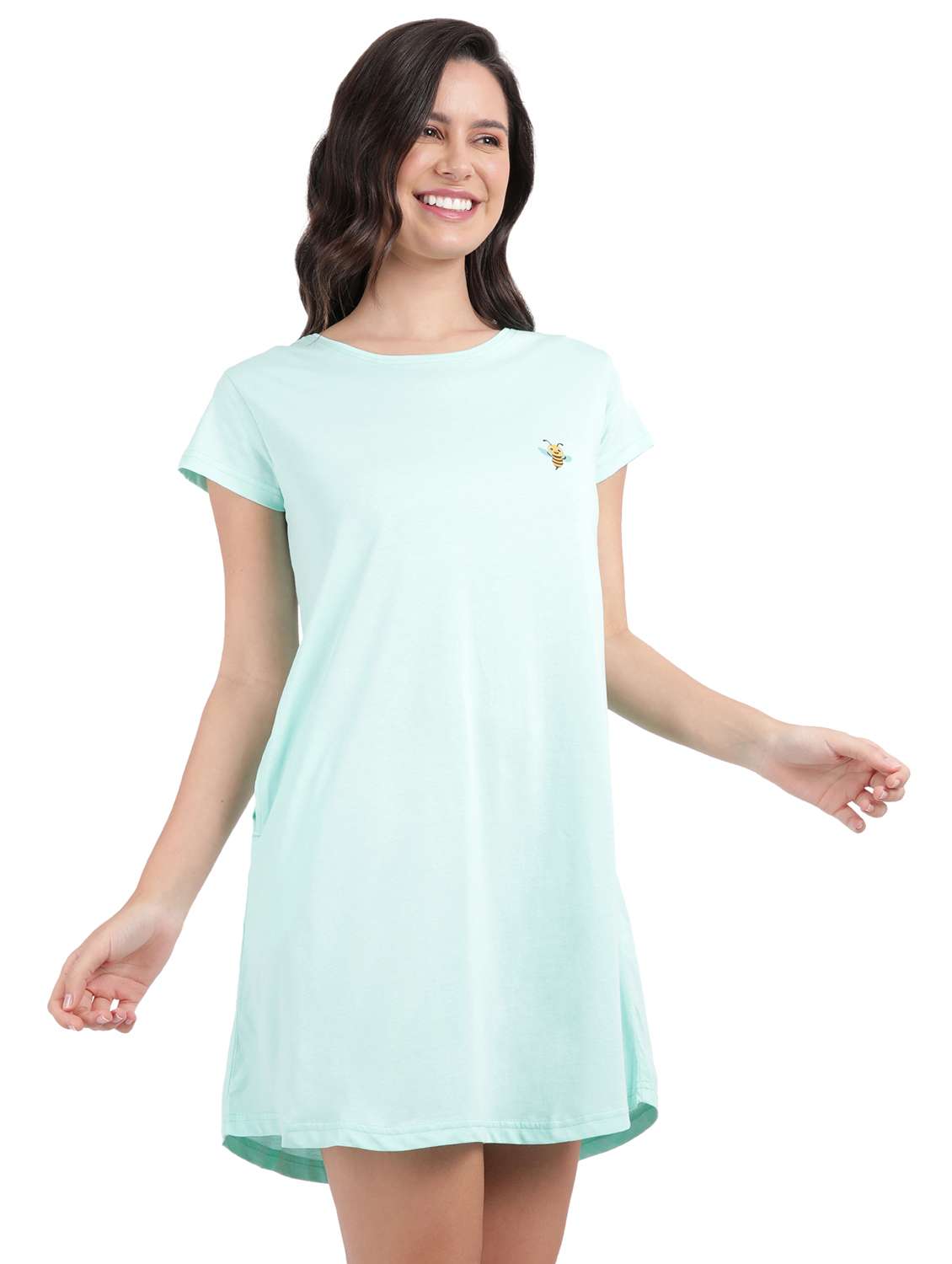 women solid short sleeve sleepshirt - 21639957 -  Standard Image - 1