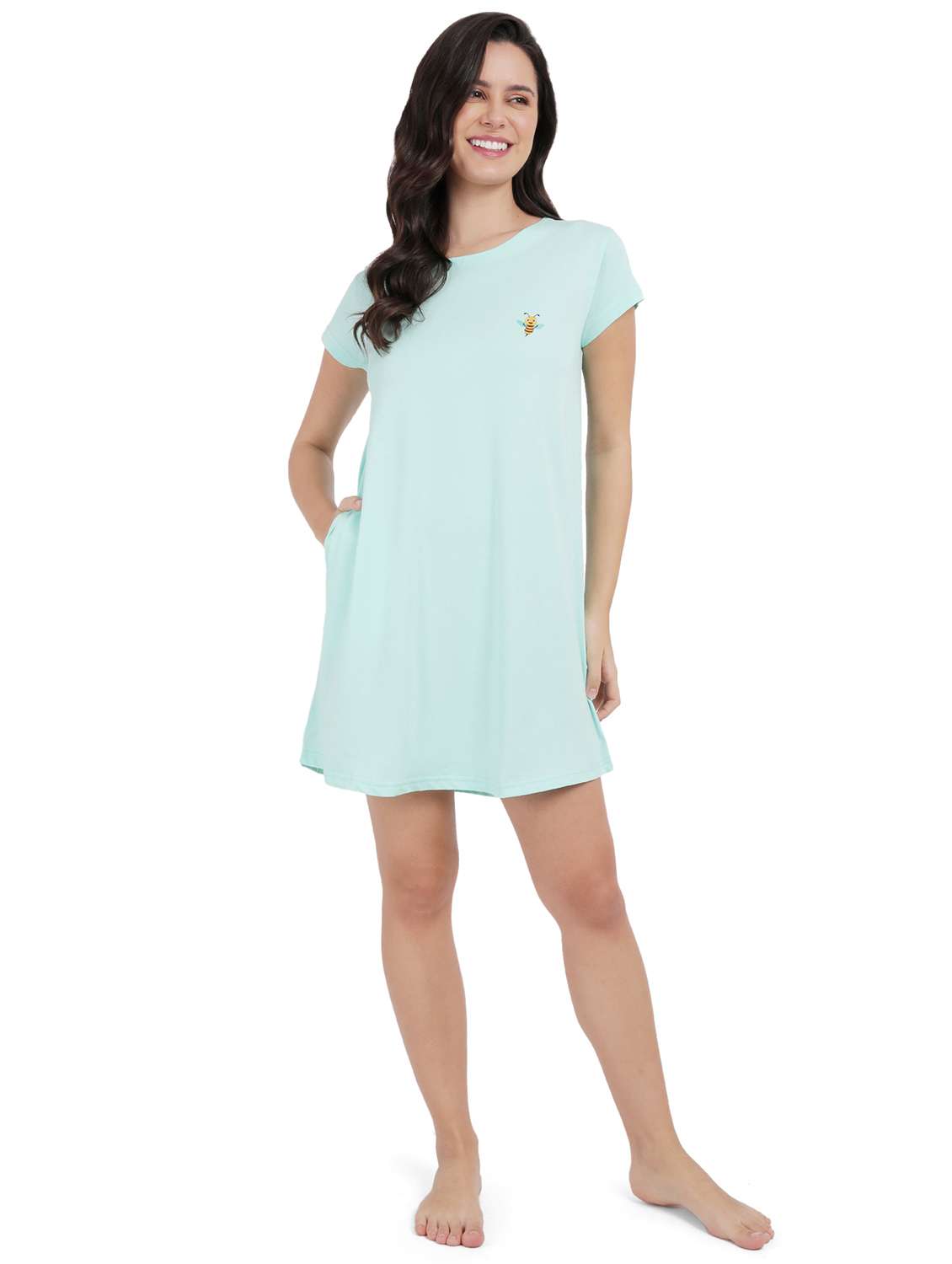 women solid short sleeve sleepshirt - 21639957 -  Standard Image - 4