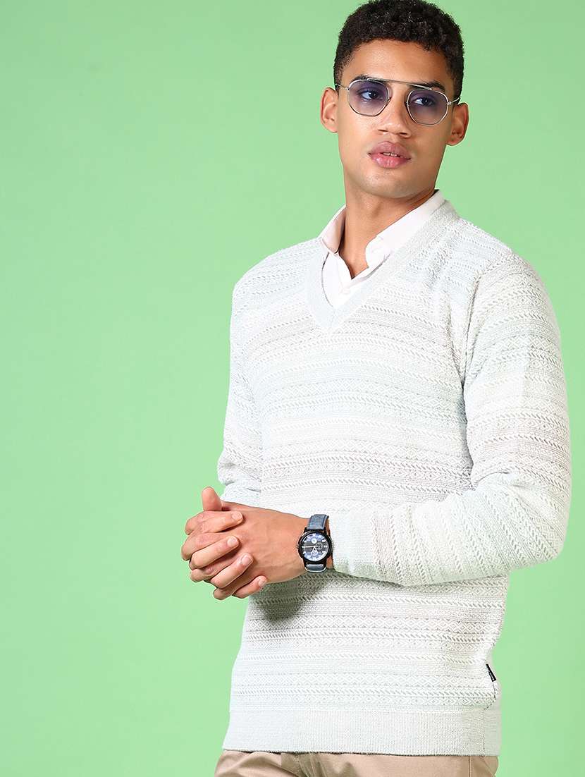 men long sleeves self design pullover - 21639978 -  Standard Image - 1