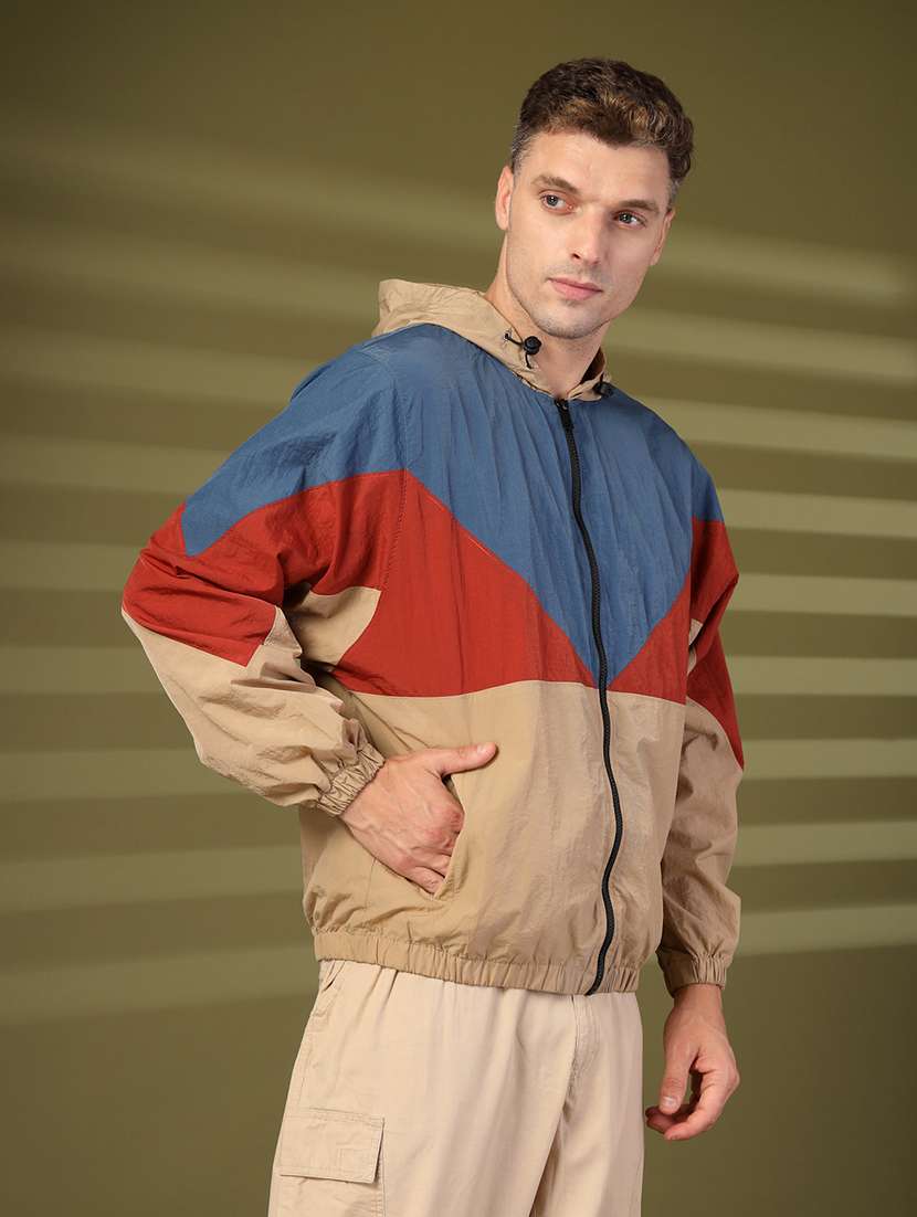 men color block long sleeve bomber jacket - 21640053 -  Standard Image - 1