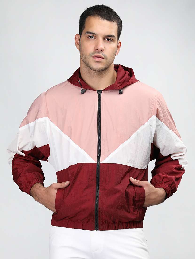 men color block long sleeve bomber jacket