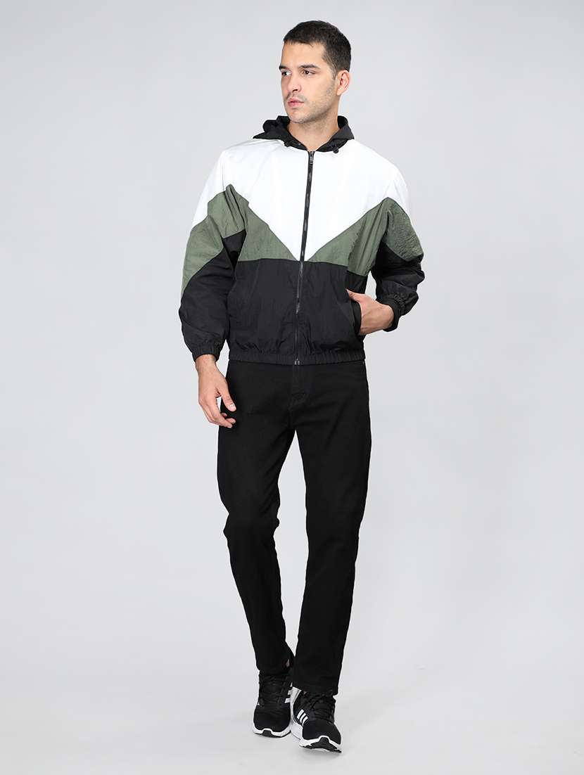 men color block long sleeve bomber jacket - 21640055 -  Standard Image - 4