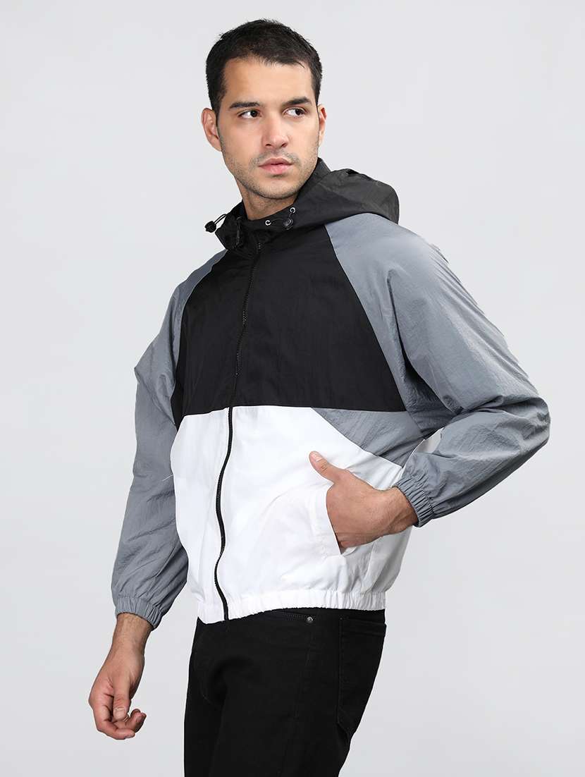 men color block long sleeve bomber jacket - 21640057 - Standard Image - 1